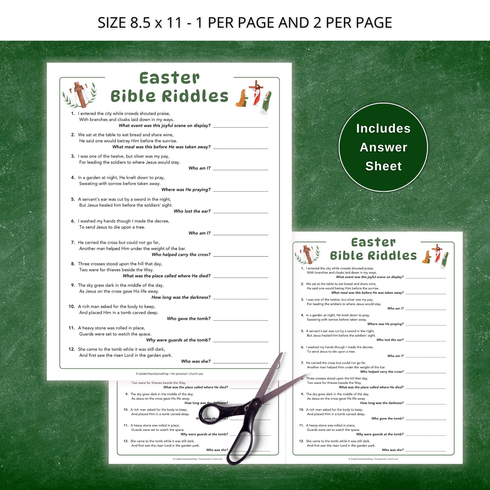 Church Easter Riddle Easter Bible Riddles Activity Printable, Christian Easter Game, Sunday ...