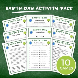 Earth Day Activities for Kids, Printable Earth Day Worksheets, Trivia Game, Jokes, Word Search, Unscramble, Maze & More