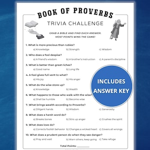 Proverbs Games Book of Proverbs Bible Trivia Game – Printable Bible Study Games, Bible ...