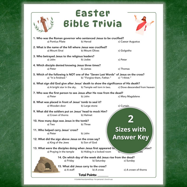 Easter Trivia Game, Bible Easter Game for Church, Christian Sunday ...