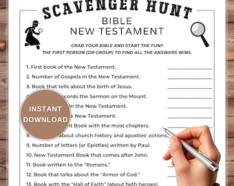 Bible Scavenger Hunt for the New Testament, Kids Bible Study, Sunday School Quiz, Church Game, Game Night, Christian Activity, Bible Games