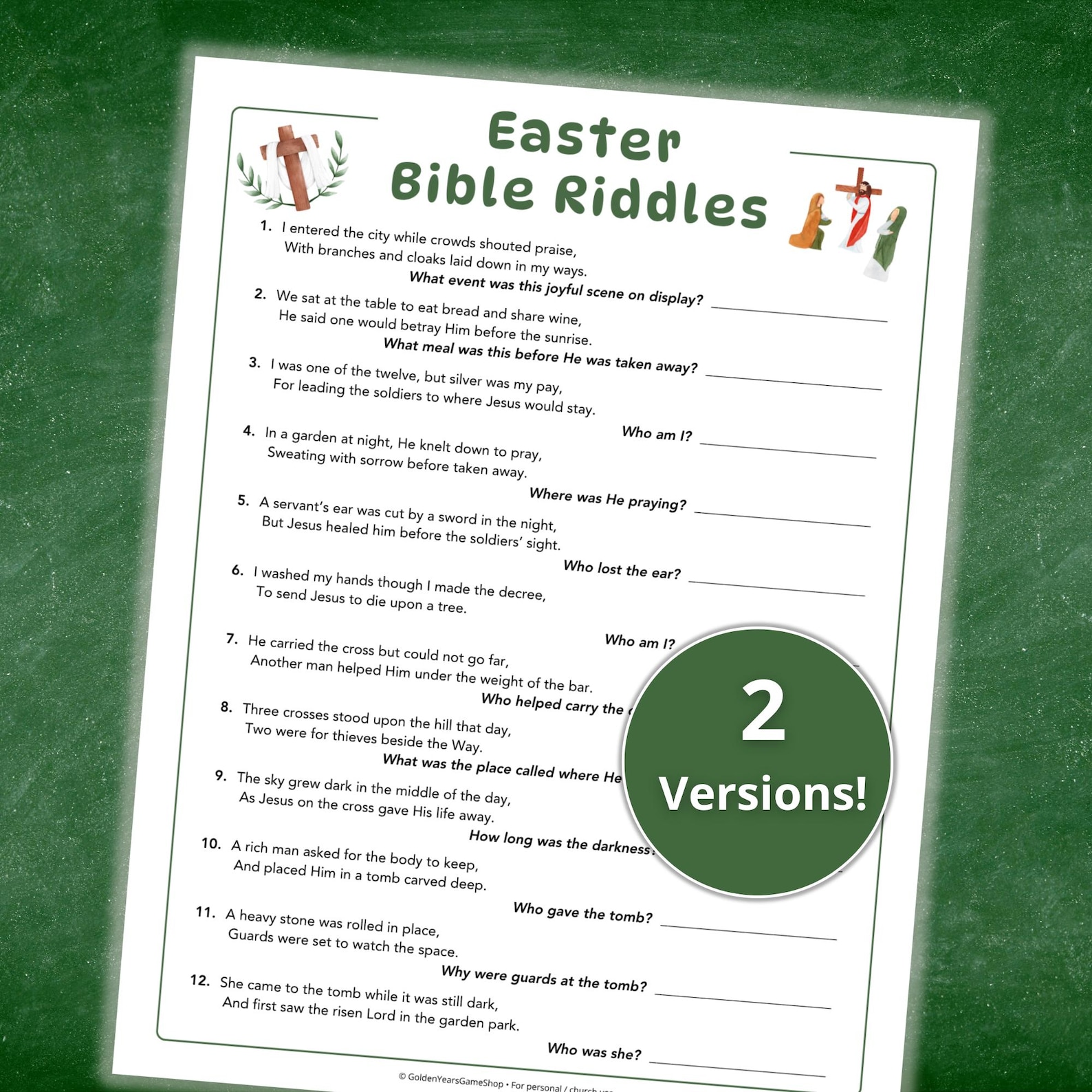 Church Easter Riddle Easter Bible Riddles Activity Printable, Christian Easter Game, Sunday ...