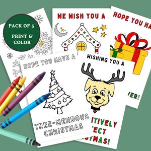 Kerstkleurkaarten, downloadbare doe-het-zelfknutsels, zelfgemaakte kaarten, kerstkleuractiviteit, kleurknutsels voor kinderen, kleurplaat