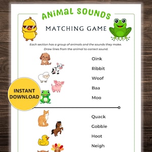 Animal Sounds Matching Game; Dementia Activities; Memory Game; Activities for Seniors with Dementia; Dementia Activity Sheets