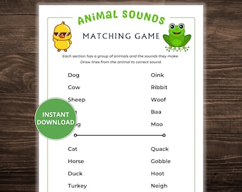 Animal Sounds Matching Game for Seniors; Memory Game; Activities for Seniors with Dementia; Dementia Activity Sheets; Senior Activity