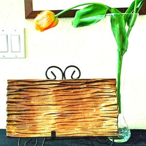 Titanium "Botanic Bark" Platter -  Jiallo Collection - Rippling Wood Bark Design