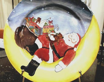 Oneida Santa Snoozing Collectible Plate – Christmas Dinnerware