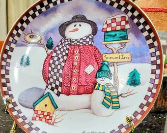 Signed "Snowed In" Holiday Plate - Laurie Korsgaden Collectible