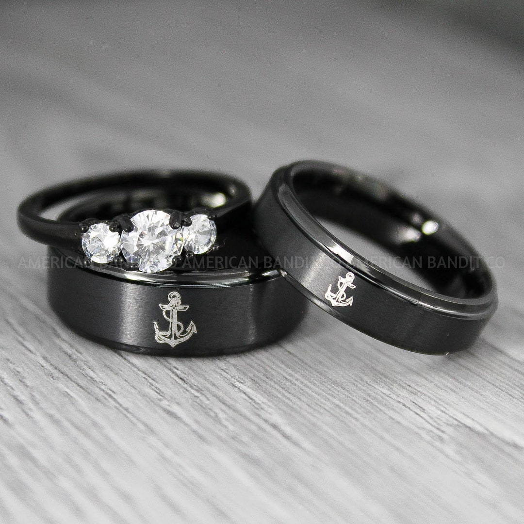 Anchor Rings, Nautical Rings, Anchor Wedding Rings, Nautical Wedding ...