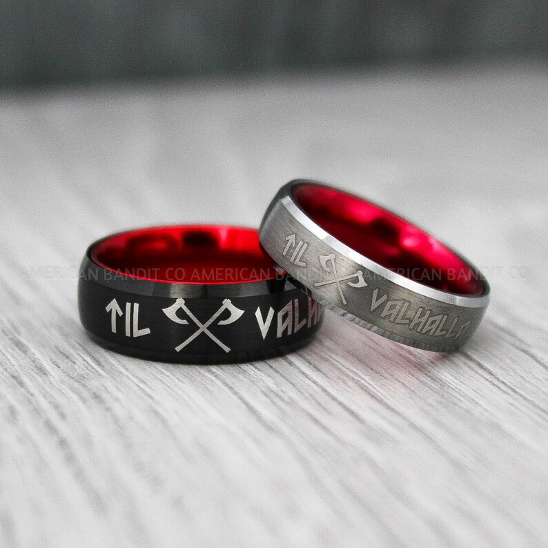 Til Valhalla Rings, Viking Rings, Runes Rings, 3 Piece Couple Set ...