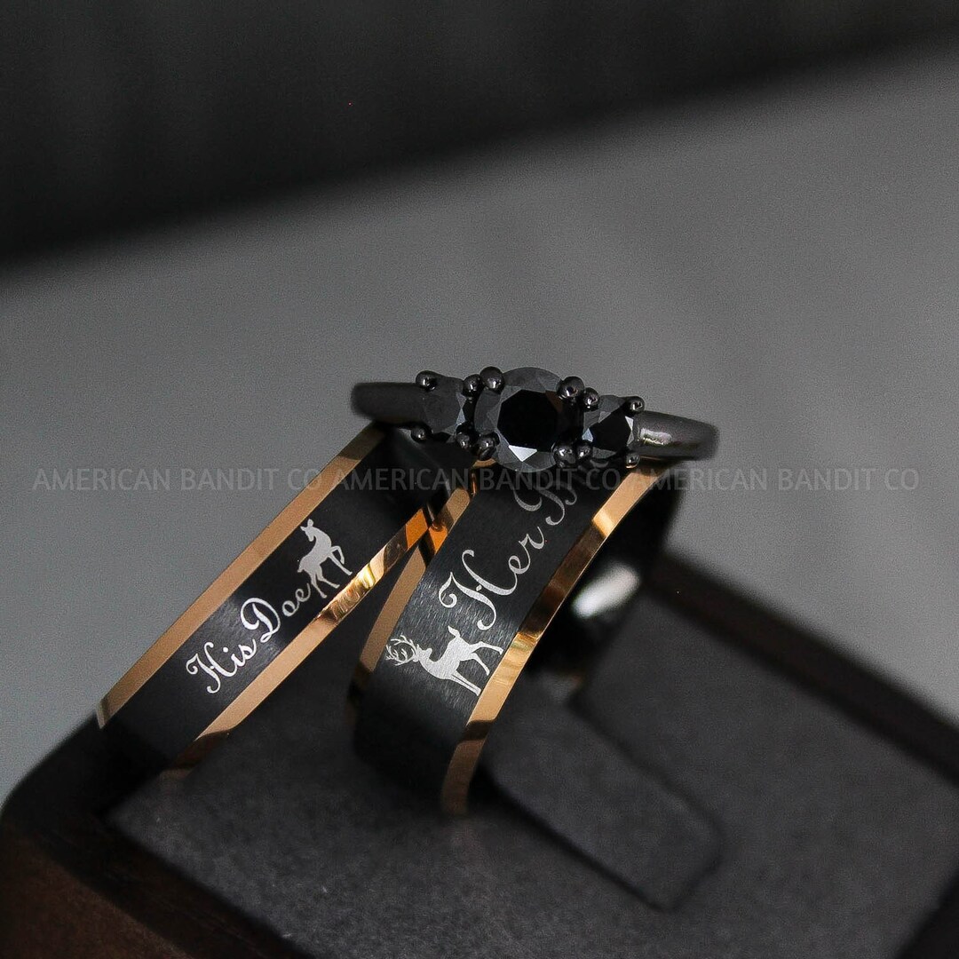 Her Buck Ring, His Doe Ring, Her Buck and His Doe Ring Set, Couple ...