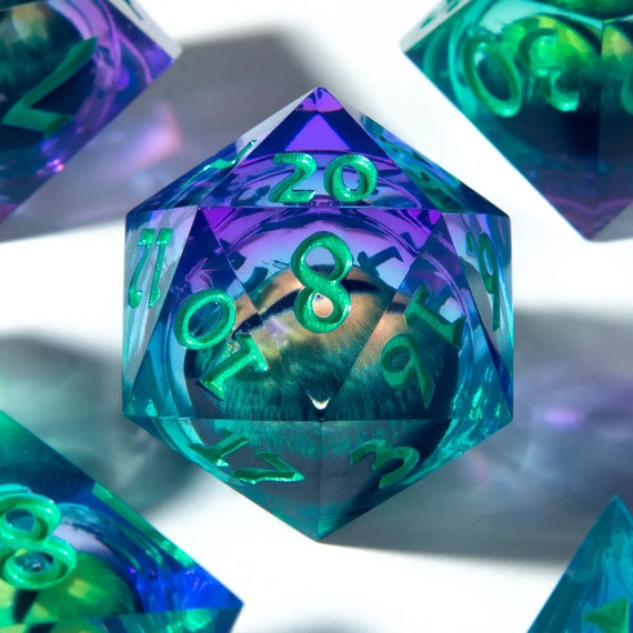 Tavern Dice - Beholder Eye Liquid Core Dice Set - Moving Eye Dice Set