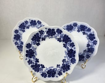 Vintage Gefle Vinranka Platos Set Azul Blanco Suecia 19 cm Cerámica 1950s