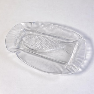 Cuenco de cristal Kosta Boda vintage con diseño de pez, Paul Hoff, cristal prensado sueco.