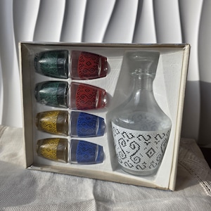 Vintage French Liqueur Set – Verrerie Cristallerie d'Arques – Decanter & 6 Glasses – Mid-Century – New in Box