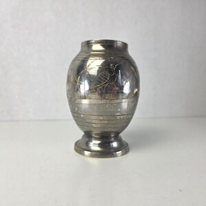 Graverad koppartenn Lota-kruka – Vintage indiskt Puja Kalash-ritualkärl