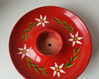 Vintage Red Wooden candle holders Swedish Natural Handmade Farmhouse decor Scandinavian Design Christmas Table Decor Christmas