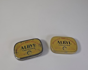 Vintage ALBYL Tin Box Sweden, Metal Medicine Box, аптhecary Storage, Retro Tablet Tin