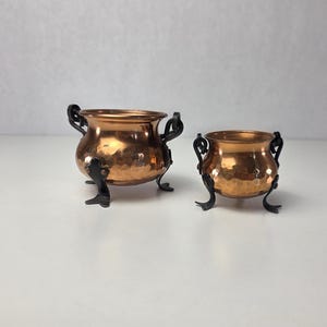 Vintage Swedish Copper Cauldron Set Witch Halloween Decor Hammered Copper Pots
