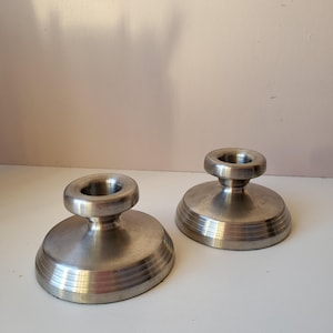 Vintage Mita Tenn Pewter Candle Holders with Green Fabric – Scandinavian, Antique Decor, Collector&#39;s Item