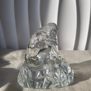 Vintage Swedish Pressed Glass Figurine Girl Sitting Sculpture Pukeberg Style Scandinavian Art Glass 1.1kg