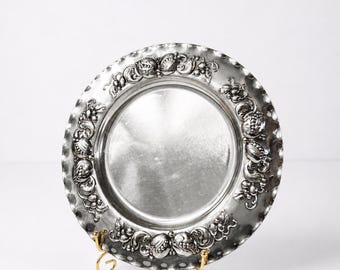 Vintage Nils Johan verzilverd dienblad, Zweedse barok serveerschaal, decor uit het midden van de eeuw