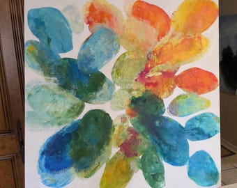 Mixed media abstract painting