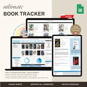 Book Tracker Google Sheets, Reading Log Digital Journal, Personal Library Spreadsheet, TBR List Planner, Reader Gifts, Book Quotes & Review