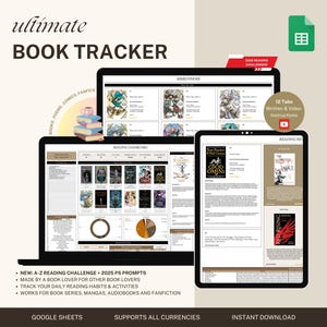 Book Tracker Google Sheets, Reading Log Digital Journal, Personal Library Spreadsheet, TBR List Planner, Reader Gifts, Book Quotes & Review