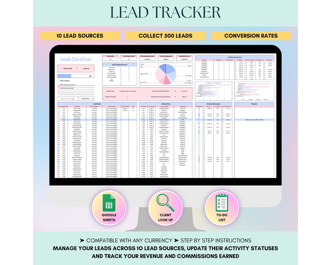 Lead Tracker With Ad Spend Spreadsheet, Sales Lead Management Tracker ...