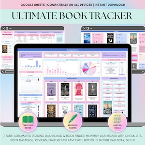 Tracker di libri ed elenco di letture su Fogli Google, Biblioteca digitale personale, Foglio di calcolo del diario di lettura, Regalo per gli amanti dei libri, Registro della raccolta di libri