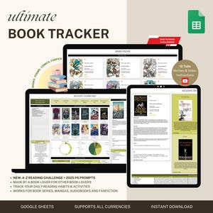 Book Tracker Google Sheets, Reading Log Digital Journal, Personal Library Spreadsheet, TBR List Planner, Reader Gifts, Book Quotes & Review
