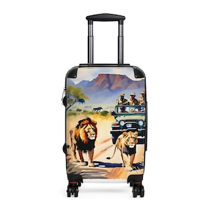 Safari-trolleybagage van polycarbonaat met harde schaal, lichtgewicht, duurzaam, 360 draaibare wielen, cabine- en incheckgrootte, gepersonaliseerde koffer