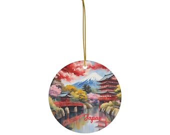 Adorno del Monte Fuji de Japón, regalo de Navidad japonés, recuerdo del Monte Fuji, viaje zen, regalo de Tokio, adorno de viaje a Japón, regalo de cultura japonesa