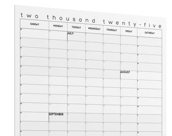 2025 Half-Year Calendar Poster - SUNDAY Start | July - Dec | Q3 - Q4 | Large Calendar, Wall Calendar
