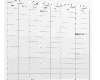 Poster halfjaarkalender 2026 | Januari - juni | Q1 - Q2 | Wandkalender start maandag