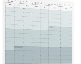 Poster halfjaarkalender 2026 | Juli - dec | Q3 - Q4 | Wandkalender start maandag