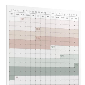 2025 Kalender Poster mit Farbe des Jahres | Großer Kalender, großer Jahreskalender, Wandkalender