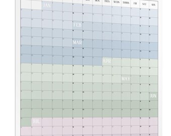 2025 Calendar Poster with Pastel Colors | Large Calendar, Big Year Calendar, Wall Calendar