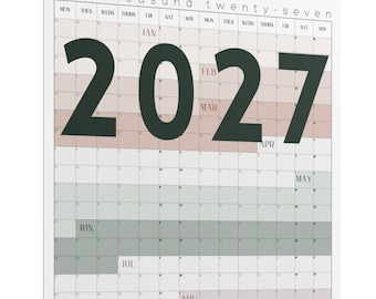 Kalenderposter 2027 | Maandagstart | Wandkalender, jaar in één oogopslag