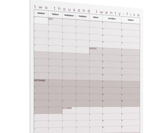 2025 Half-Year Calendar Poster | July - Dec | Q3 - Q4 | Large Calendar, Wall Calendar