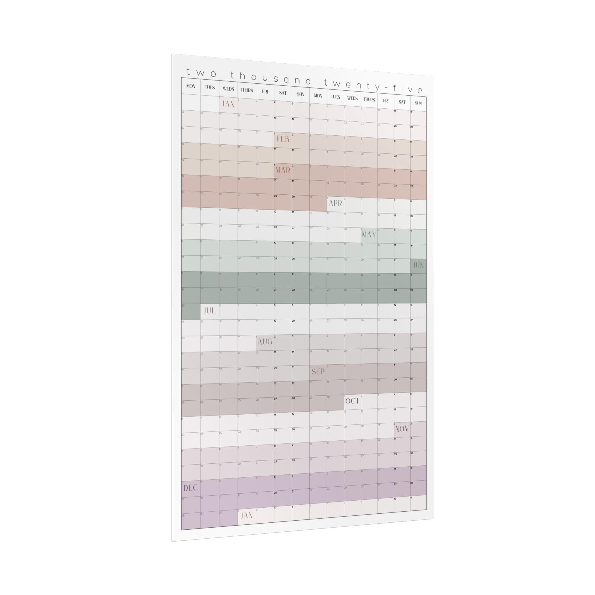 2025 Calendar Poster with Color of the Year | Large Calendar, Big Year Calendar, Wall Calendar