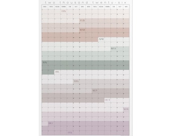 2026 Calendar Poster | Monday Start | Wall Calendar, Year-at-a-Glance