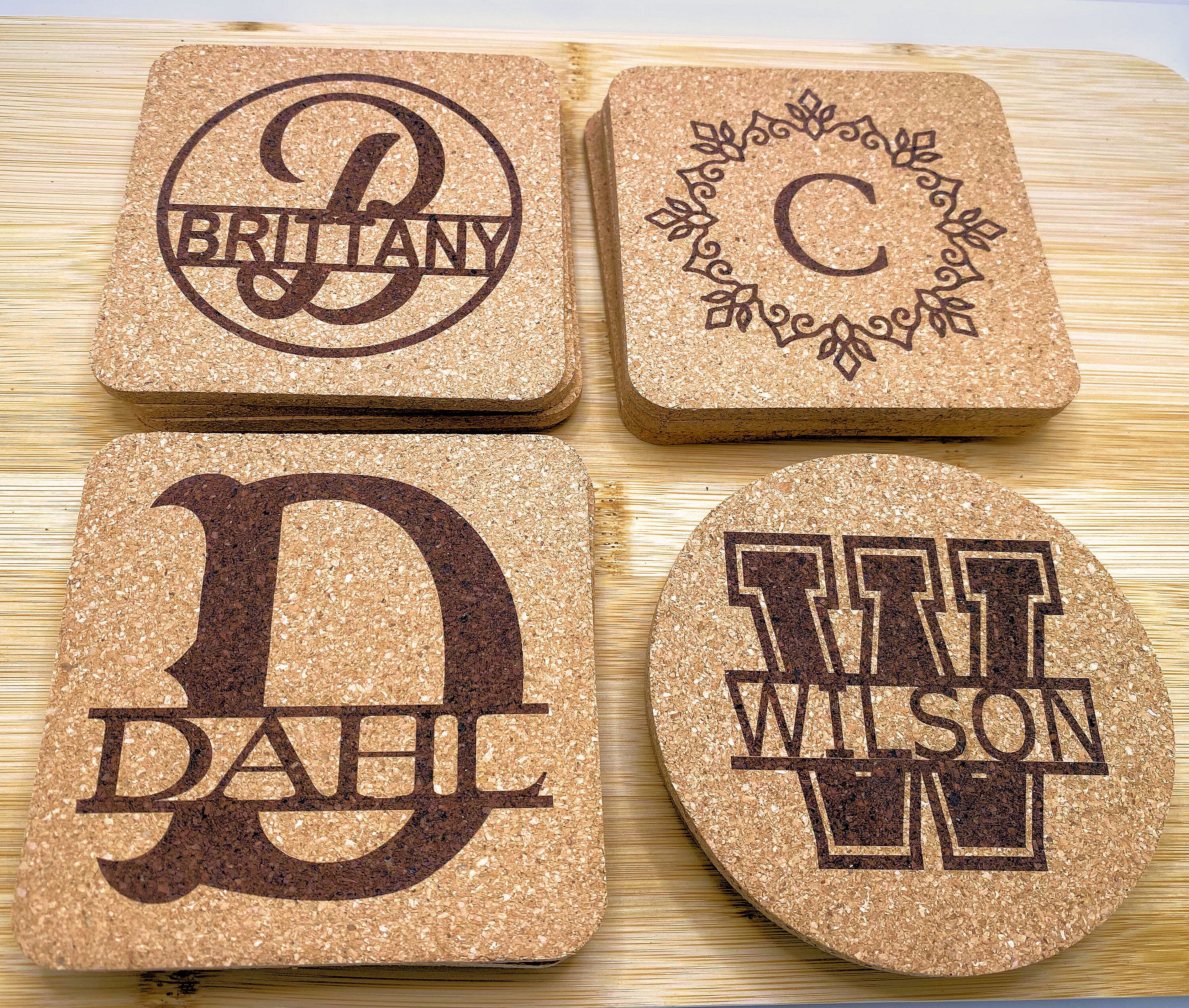 Personalized Cork Coasters| Set of 6 - Etsy
