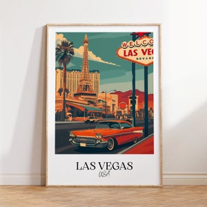 Impresión de la ciudad de Las Vegas, cartel de viaje de Las Vegas, regalo de viaje de EE. UU., descarga digital de Las Vegas, cartel de EE. UU., regalo de Las Vegas