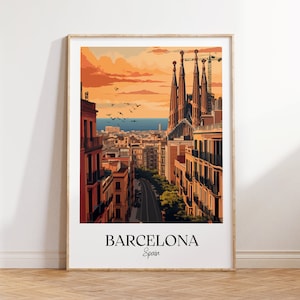 Barcelona city print, Barcelona travel poster, Spain travel gift, Barcelona digital download, Spain poster, Barcelona gift