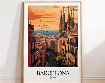 Barcelona city print, Barcelona travel poster, Spain travel gift, Barcelona digital download, Spain poster, Barcelona gift