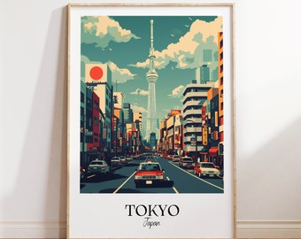 Tokyo city print, Tokyo reisposter, Japan reiscadeau, Tokyo digitale download, Japan poster, Tokyo cadeau