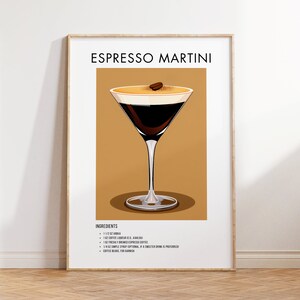 Espresso Martini Poster, Cocktail Art, Printable Wall Decor, Bar Decor, Kitchen Wall Art, Home Bar Print, Alcohol Wall Decor, Gift