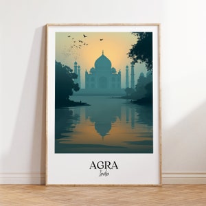 Taj Mahal Poster, Agra city print, Agra travel poster, India travel gift, Agra digital download, India poster, Agra gift, Taj Mahal Artwork